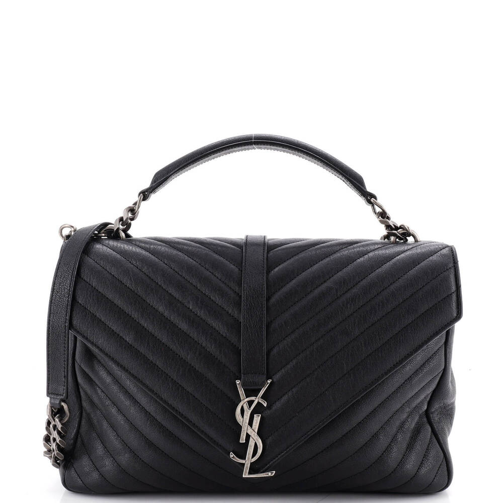 Saint Laurent Large Classic Monogram College Bag Matelasse Chevron Leather